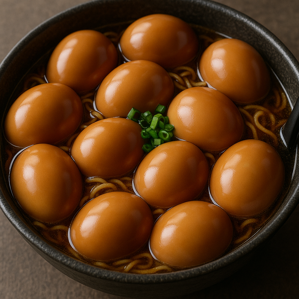 殻付き煮卵がぎっしり乗ったラーメン